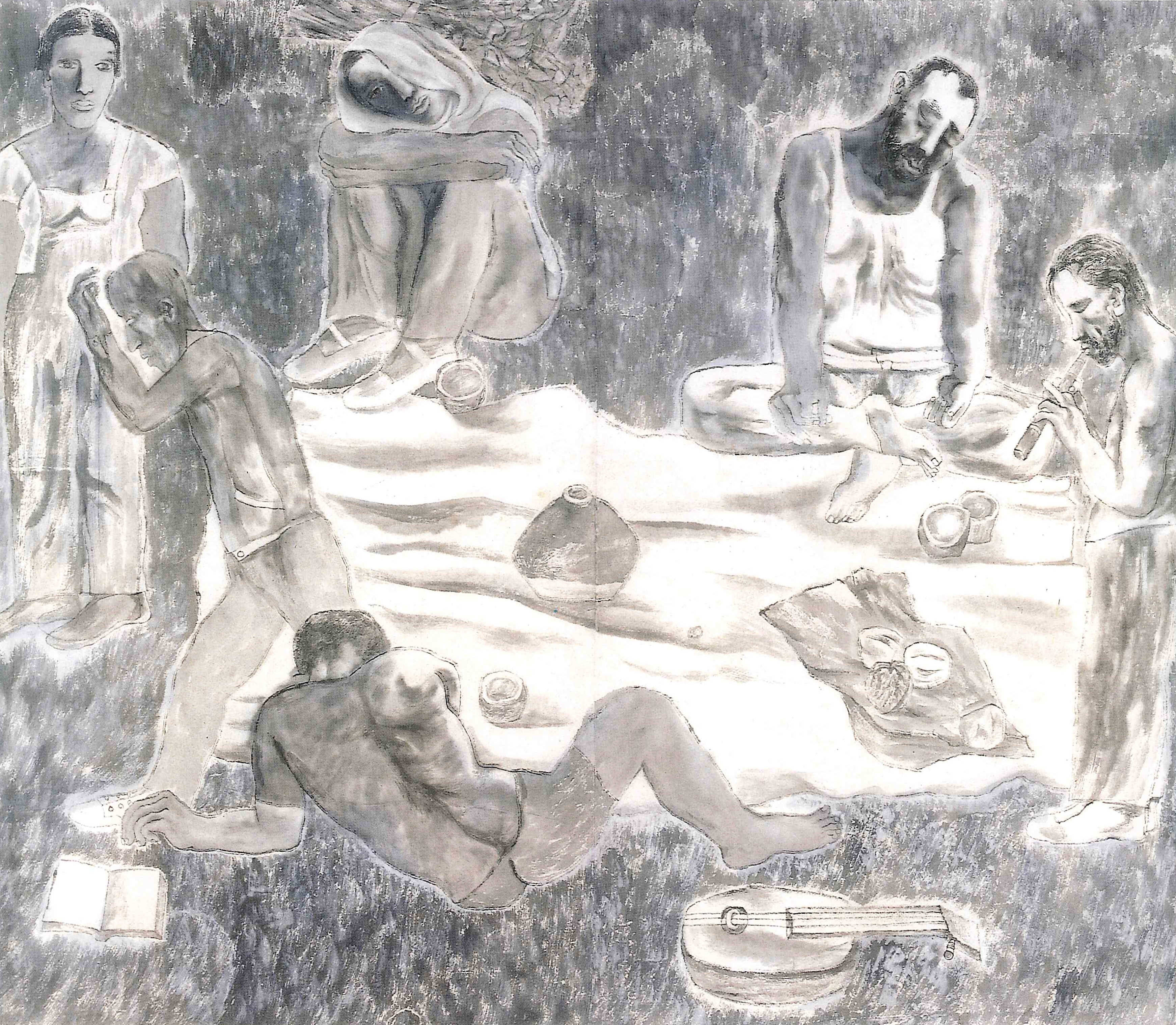 M-383掛軸 紙本肉筆 中国画 江煙雲【沈延祥】一九九六年作品