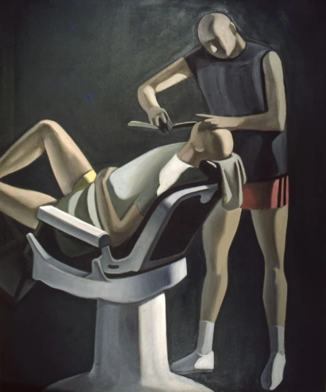 耿建翌，《理发3号——1985年夏季的又一个光头》，1985，布面油画，178×149cm。 私人收藏。